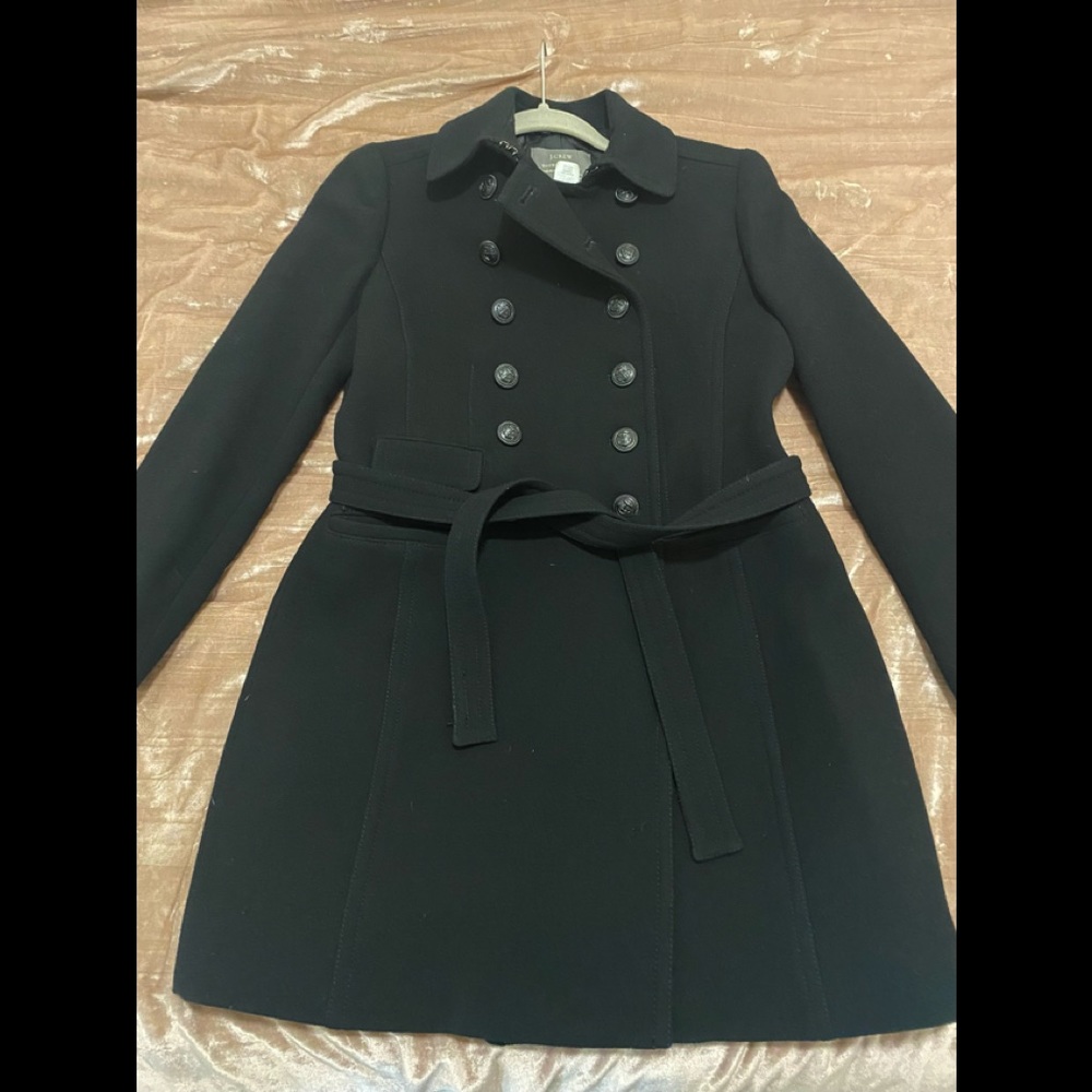 JCrew black coat petite 6